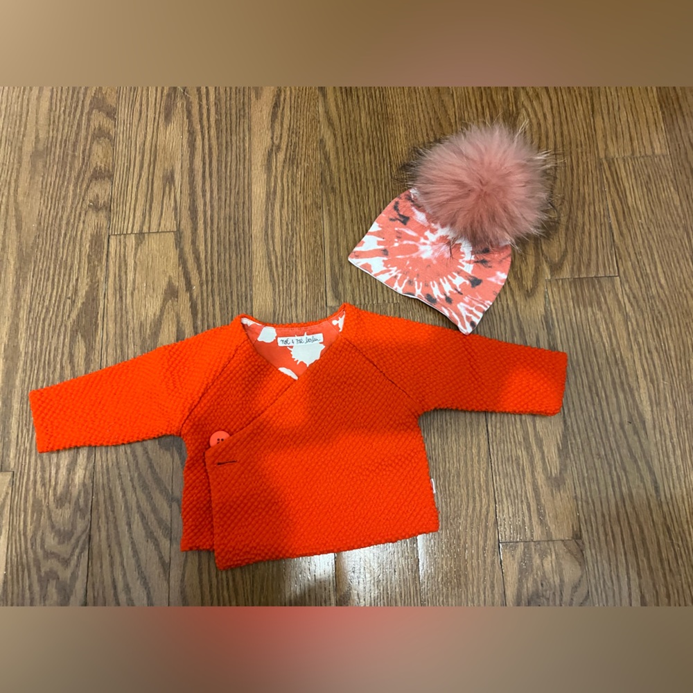 Now and Zoe Berlin reversible jacket with matching hat 3 months